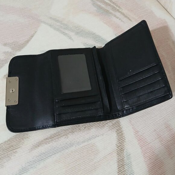 Coach Black Signature Canvas and Leather Wallet with Silver Clasp - Picture 3 of 6